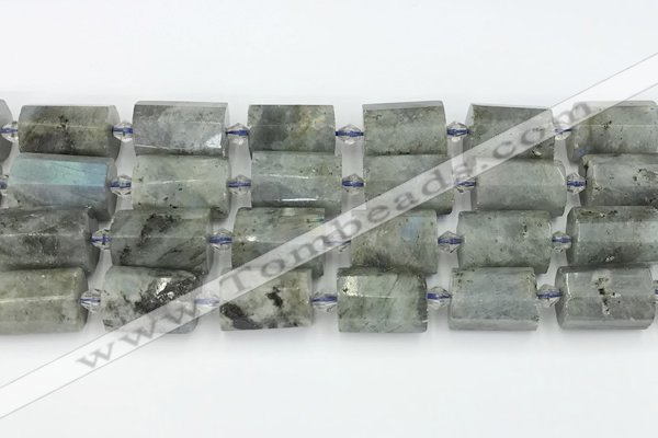 CTB878 13*25mm - 14*19mm faceted tube labradorite beads