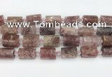 CTB879 13*25mm - 14*19mm faceted tube strawberry quartz beads