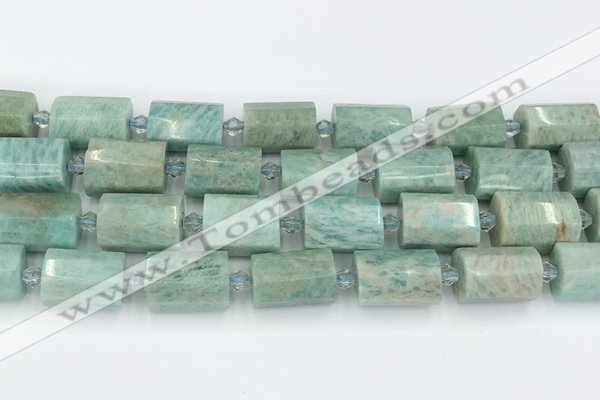 CTB882 13*25mm - 14*19mm faceted tube amazonite beads