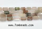 CTB886 13*25mm - 14*19mm faceted tube mixed rutilated quartz beads