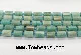 CTB898 15.5 inches 10*14mm faceted tube amazonite gemstone beads