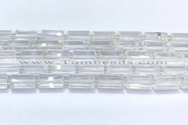 CTB900 15 inches 10*16mm faceted tube white crystal beads