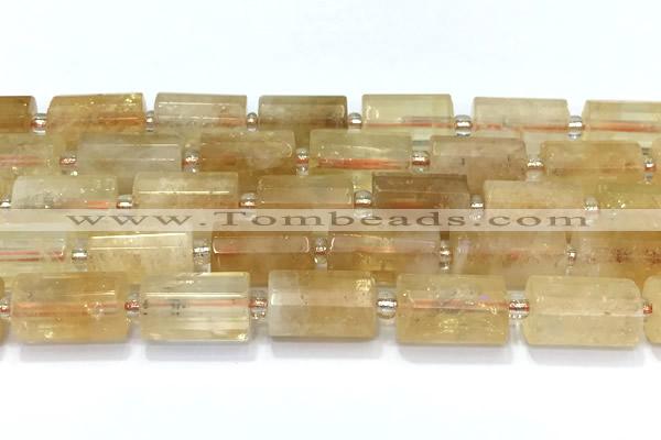 CTB907 15 inches 10*16mm faceted tube citrine beads