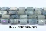 CTB940 15 inches 13*25mm - 14*19mm faceted tube aquamarine beads