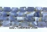 CTB942 15 inches 13*25mm - 14*19mm faceted tube blue chalcedony beads