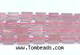 CTB943 15 inches 13*25mm - 14*19mm faceted tube rose quartz beads