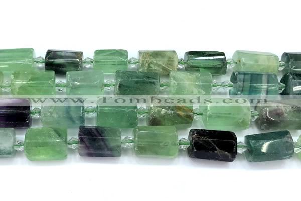 CTB947 15 inches 13*25mm - 14*19mm faceted tube fluorite beads