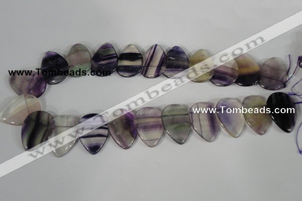 CTD06 Top drilled 22*30mm flat teardrop fluorite gemstone beads