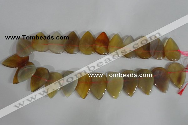 CTD08 Top drilled 22*30mm flat teardrop agate gemstone beads