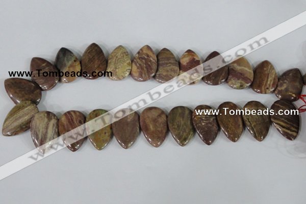 CTD09 Top drilled 22*30mm flat teardrop jasper gemstone beads