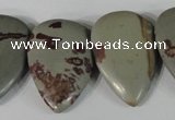 CTD11 Top drilled 22*30mm flat teardrop red artistic jasper beads