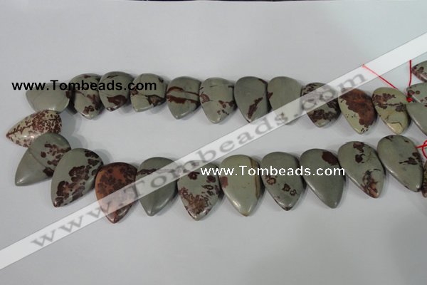 CTD11 Top drilled 22*30mm flat teardrop red artistic jasper beads