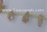 CTD1100 Top drilled 4*12mm - 5*18mm nuggets plated quartz beads