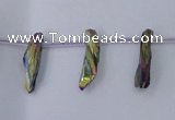 CTD1102 Top drilled 4*12mm - 5*18mm nuggets plated quartz beads