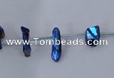 CTD1103 Top drilled 4*12mm - 5*18mm nuggets plated quartz beads