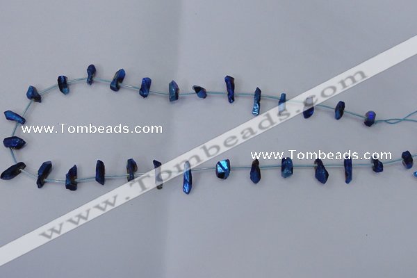CTD1103 Top drilled 4*12mm - 5*18mm nuggets plated quartz beads