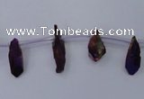 CTD1104 Top drilled 4*12mm - 5*18mm nuggets plated quartz beads