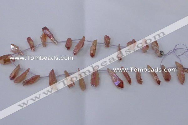 CTD1110 Top drilled 8*25mm - 10*30mm nuggets plated quartz beads