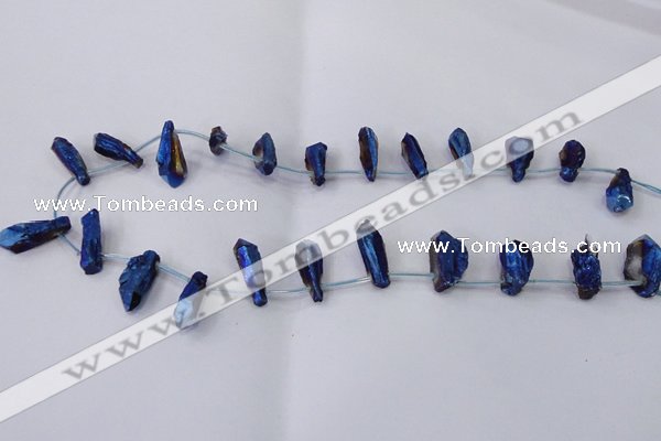 CTD1117 Top drilled 8*25mm - 10*30mm nuggets plated quartz beads