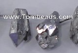 CTD1124 Top drilled 10*22mm - 12*30mm nuggets plated quartz beads