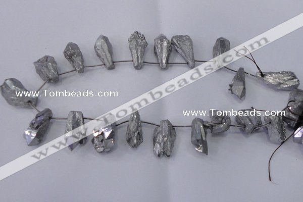 CTD1124 Top drilled 10*22mm - 12*30mm nuggets plated quartz beads