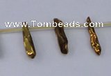 CTD1130 Top drilled 4*12mm - 6*20mm nuggets plated quartz beads