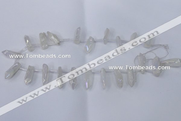 CTD1135 Top drilled 6*20mm - 8*25mm nuggets plated quartz beads