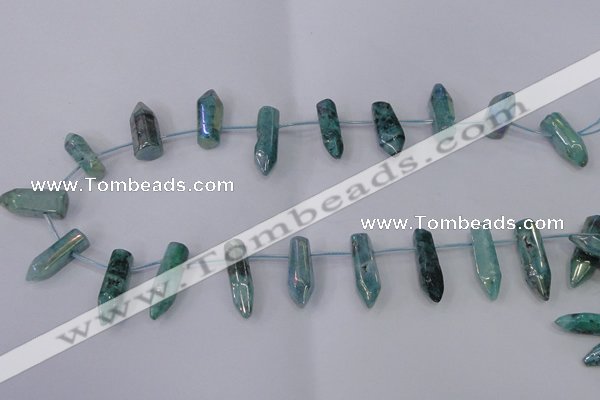 CTD1146 Top drilled 8*20mm - 10*30mm sticks plated quartz beads