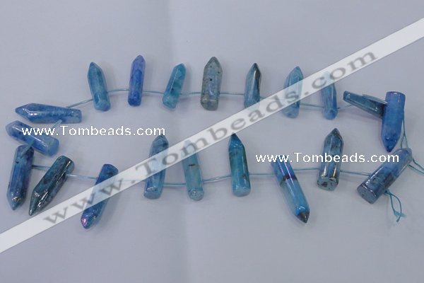 CTD1147 Top drilled 8*20mm - 10*30mm sticks plated quartz beads