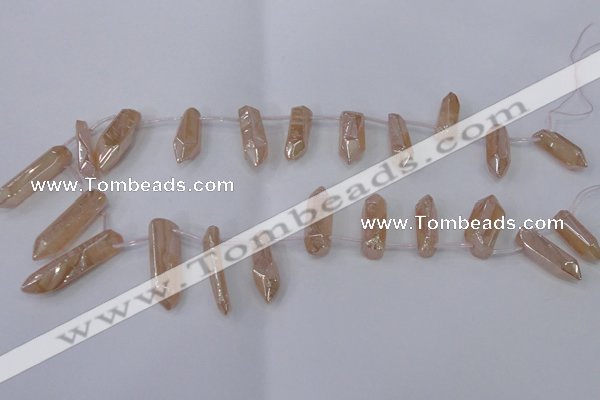CTD1149 Top drilled 8*20mm - 10*30mm sticks plated quartz beads