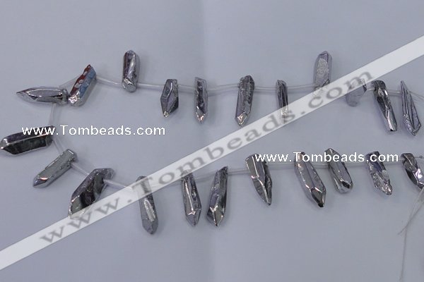 CTD1151 Top drilled 8*20mm - 10*30mm sticks plated quartz beads