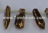 CTD1152 Top drilled 8*20mm - 10*30mm sticks plated quartz beads