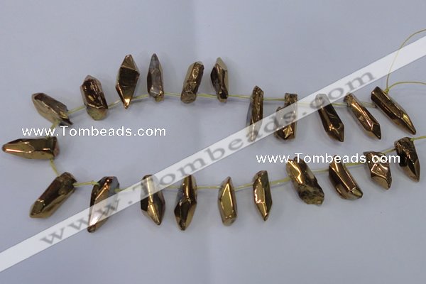 CTD1152 Top drilled 8*20mm - 10*30mm sticks plated quartz beads