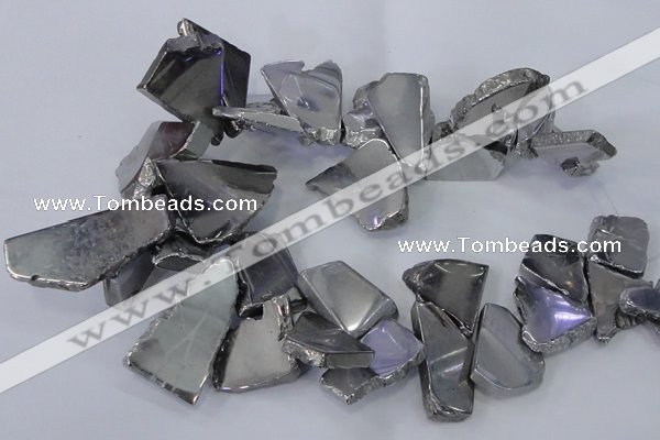 CTD1166 Top drilled 15*25mm - 30*40mm freeform plated agate beads