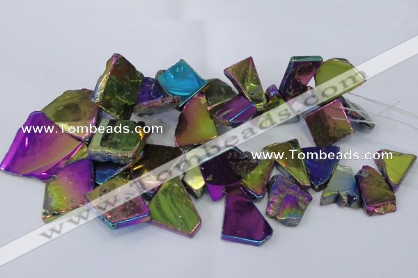 CTD1169 Top drilled 15*25mm - 30*40mm freeform plated agate beads