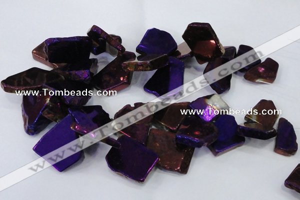 CTD1170 Top drilled 15*25mm - 30*40mm freeform plated agate beads