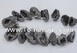 CTD1175 Top drilled 25*30mm - 35*40mm freeform plated druzy quartz  beads