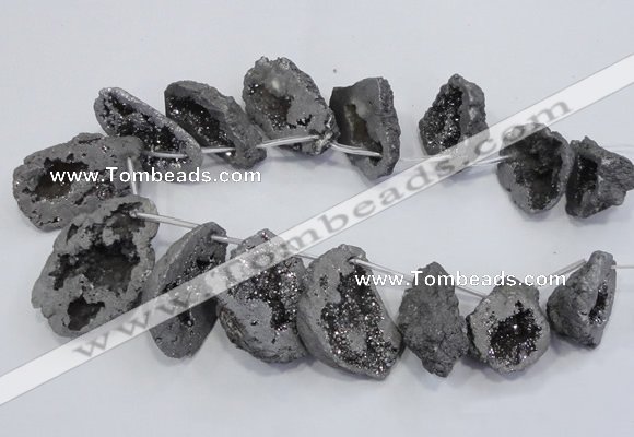 CTD1175 Top drilled 25*30mm - 35*40mm freeform plated druzy quartz  beads