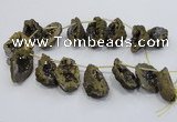 CTD1176 Top drilled 25*30mm - 35*40mm freeform plated druzy quartz  beads