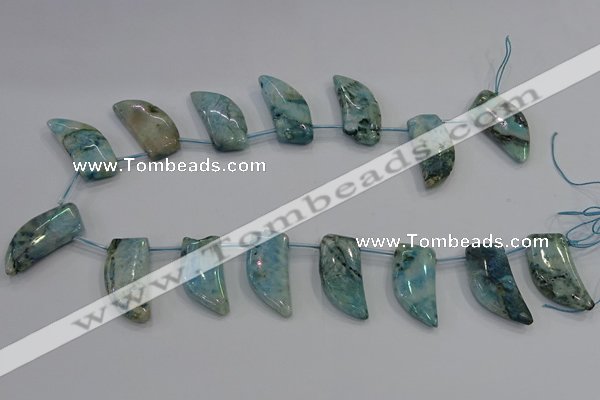 CTD1187 Top drilled 15*30mm - 16*32mm horn plated quartz beads