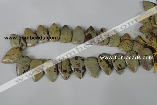 CTD12 Top drilled 22*30mm flat teardrop artistic jasper beads