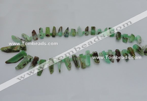 CTD1204 Top drilled 5*15mm - 8*35mm sticks Australia chrysoprase beads