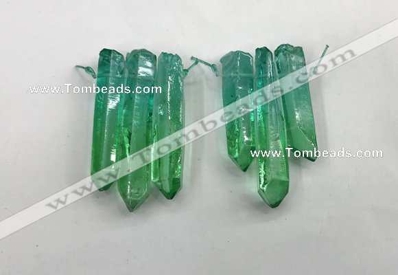 CTD1221 Top drilled 7*30mm - 9*45mm sticks plated quartz beads