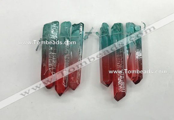 CTD1222 Top drilled 7*30mm - 9*45mm sticks plated quartz beads