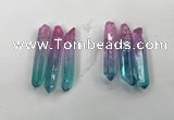 CTD1224 Top drilled 7*30mm - 9*45mm sticks plated quartz beads