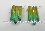 CTD1227 Top drilled 7*30mm - 9*45mm sticks plated quartz beads