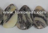 CTD15 Top drilled 22*30mm flat teardrop zebra jasper beads