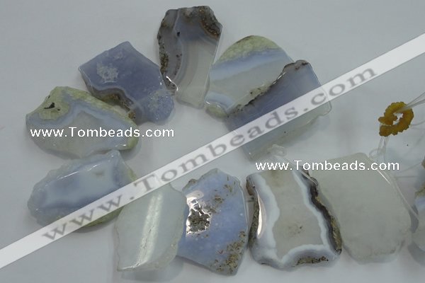 CTD1515 Top drilled 30*45mm - 35*60mm freeform blue lace agate slab beads