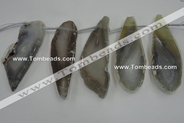 CTD1537 Top drilled 30*65mm - 35*75mm freeform agate slab beads