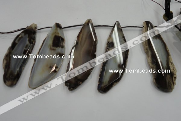 CTD1539 Top drilled 30*70mm - 35*80mm freeform agate slab beads